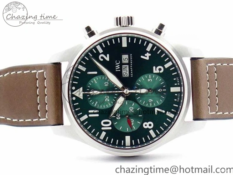 MIROTIME 0414 Pilot Chrono IW377726 ZF 1:1 Best Edition Green Dial on Brown Leather Strap A Trendsetting 7125
